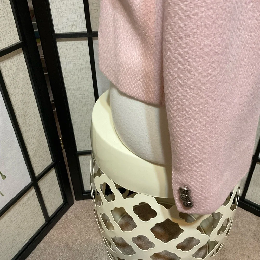 Evan Picone Pale Pink Collarless Wool Blend Blazer - Picture 3 of 11